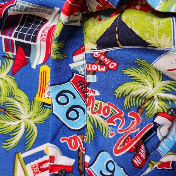 Route 66 Hawaiian Shirt Adult Size Small Arizona California Texas Cars Roys Mens - Picture 9 of 11